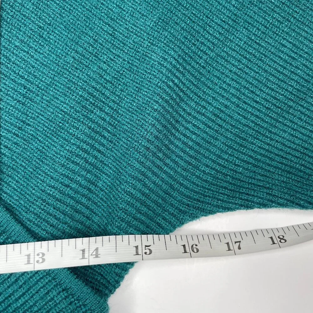 ZESICA Teal Ribbed Wrap Sweater Dress V-Neck Tie Waist Size S